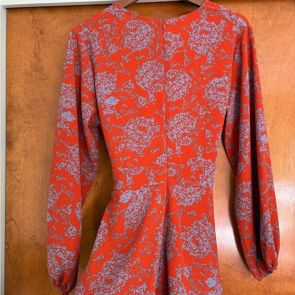 FA Floral Wrap Robe in Red and Gray - Picture 2 of 7